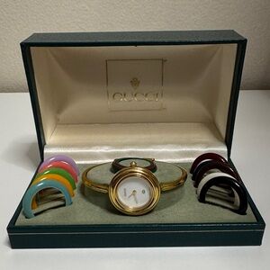 Gucci Gold Women's Watch with Colorful Bezels